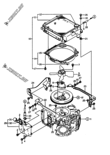  Двигатель Yanmar 2V78C-SB, узел -  Радиатор 