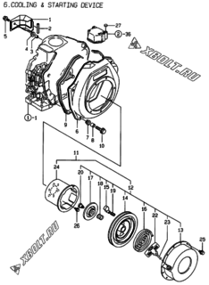  Двигатель Yanmar L70AE-DITYC, узел -  Пусковое устройство 