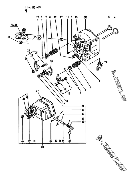  Головка блока цилиндров (ГБЦ) двигателя Yanmar TS190R-F1