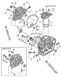  Двигатель Yanmar L40AE-SEYC, узел -  Блок цилиндров 