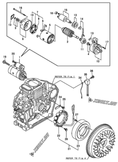  Двигатель Yanmar L40AE-DEGYC, узел -  Стартер 