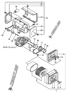  Двигатель Yanmar L90AE-DEGYC, узел -  Воздушный фильтр и глушитель 