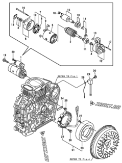  Двигатель Yanmar L90AE-DEGYC, узел -  Стартер 