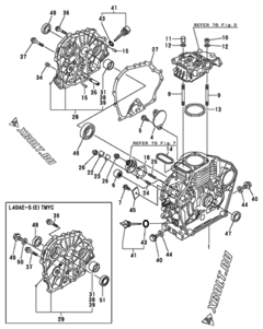  Двигатель Yanmar L40AE-STMYC, узел -  Блок цилиндров 