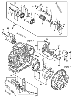  Двигатель Yanmar L40AE-SETMYC, узел -  Стартер 