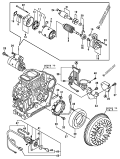  Двигатель Yanmar L48AEDETM(R), узел -  Стартер 