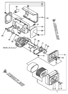  Двигатель Yanmar L90AEDETMRYC, узел -  Воздушный фильтр и глушитель 