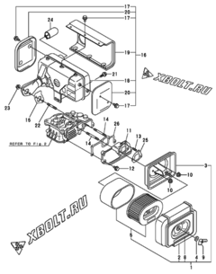  Двигатель Yanmar L100AED(P)TM, узел -  Воздушный фильтр и глушитель 