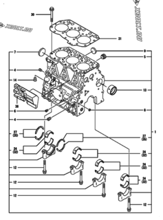  Двигатель Yanmar 3TNV82A-GGECA, узел -  Блок цилиндров 