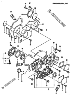  Двигатель Yanmar 3TNV82A-DSA2, узел -  Корпус редуктора 