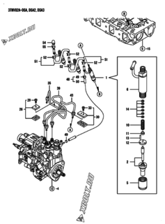  Двигатель Yanmar 3TNV82A-DSA2, узел -  Форсунка 