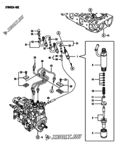  Двигатель Yanmar 3TNV82A-GGE, узел -  Форсунка 