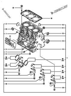  Двигатель Yanmar 3TNV84T-GGE, узел -  Блок цилиндров 