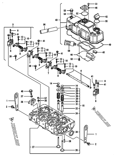  Головка блока цилиндров (ГБЦ) двигателя Yanmar 3TNV84T-KSA