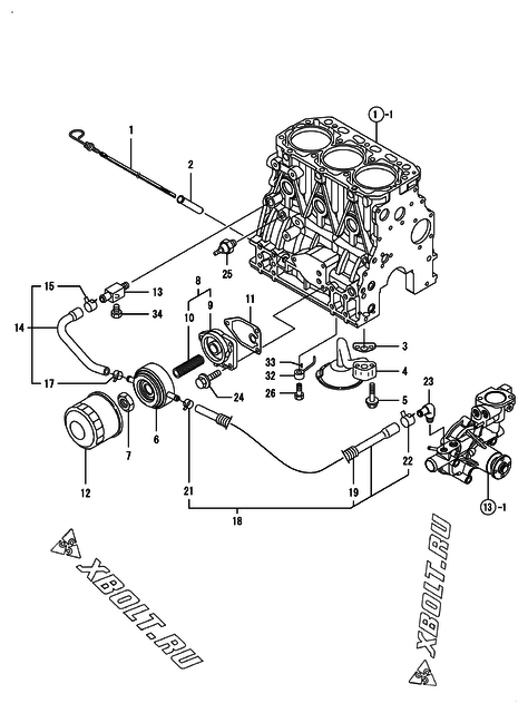  Система смазки двигателя Yanmar 3TNV84T-GGE