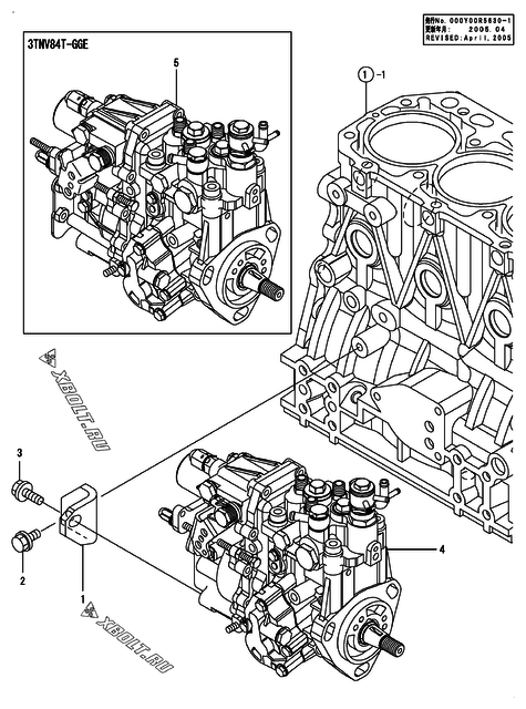  Топливный насос высокого давления (ТНВД) двигателя Yanmar 3TNV84T-GGE