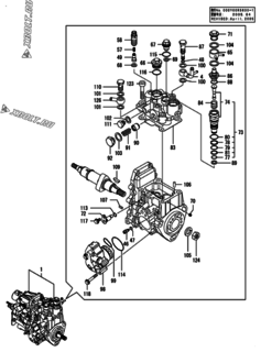 Двигатель Yanmar 3TNV84T-GGE, узел -  Топливный насос высокого давления (ТНВД) 