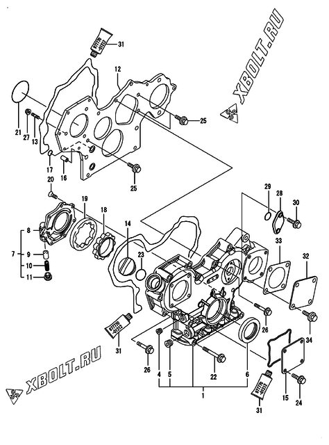  Корпус редуктора двигателя Yanmar 4TNV84T-DSA3