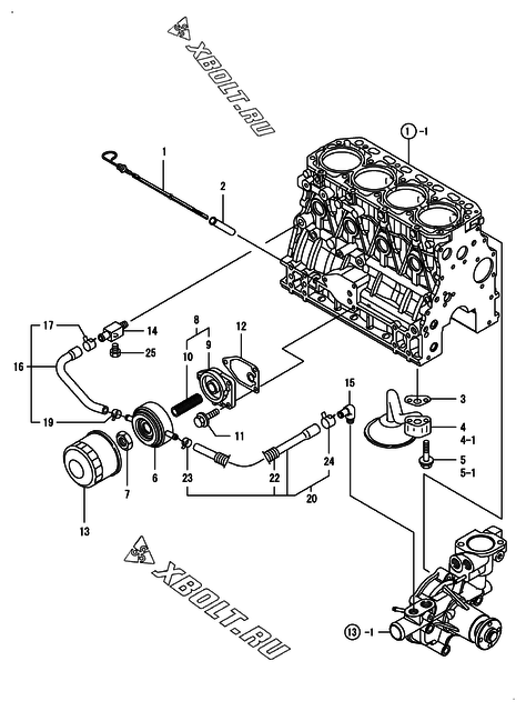  Система смазки двигателя Yanmar 4TNV84T-DSA
