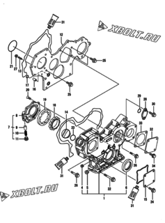  Двигатель Yanmar 4TNV88-DSA, узел -  Корпус редуктора 