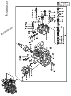  Двигатель Yanmar 4TNV98T-NSA, узел -  Топливный насос высокого давления (ТНВД) 
