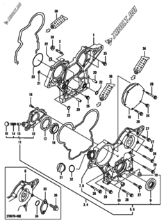  Двигатель Yanmar 2TNV70-HGE, узел -  Корпус редуктора 