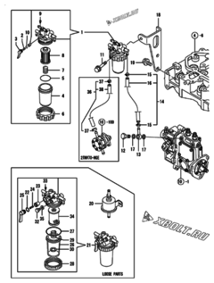  Двигатель Yanmar 2TNV70-NBK, узел -  Топливопровод 