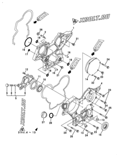  Двигатель Yanmar 2TNV70-ASAT, узел -  Корпус редуктора 