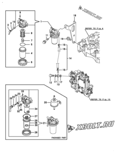  Двигатель Yanmar 2TNV70-ASA, узел -  Топливопровод 