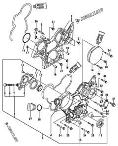  Двигатель Yanmar 3TNV70-ASA, узел -  Корпус редуктора 