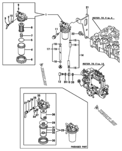  Двигатель Yanmar 3TNV70-ASA, узел -  Топливопровод 