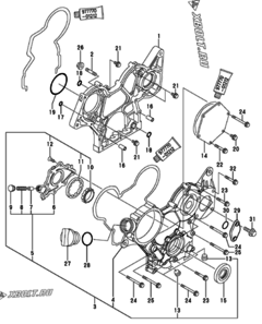  Двигатель Yanmar 3TNV76-CSAC, узел -  Корпус редуктора 