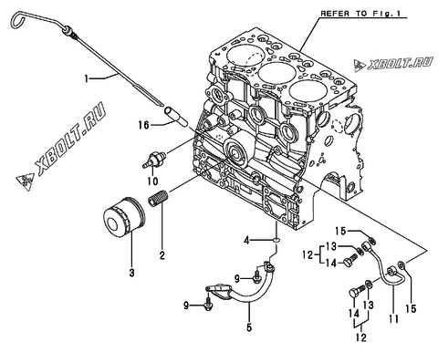 Система смазки двигателя Yanmar 3TNV76-CSAC