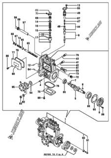  Двигатель Yanmar 3TNV76-CSA, узел -  Топливный насос высокого давления (ТНВД) 
