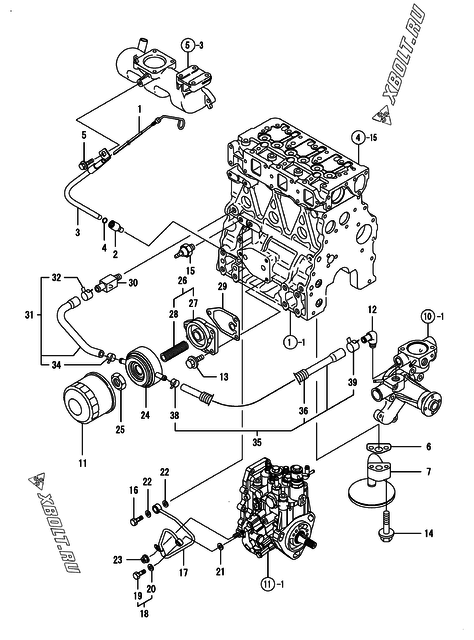  Система смазки двигателя Yanmar 3TNV82A-XWL
