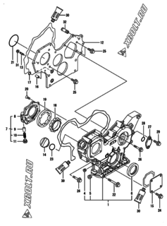  Двигатель Yanmar 3TNV84T-XWL, узел -  Корпус редуктора 