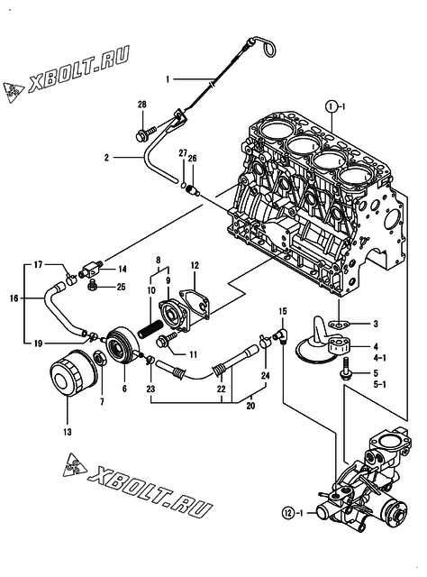  Система смазки двигателя Yanmar 4TNV84T-XWL