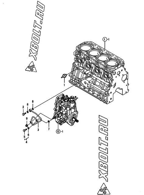  Система смазки двигателя Yanmar 4TNV88-XWL