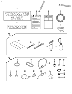  Двигатель Yanmar L48V6EA1C1AA, узел -  Инструменты, шильды и комплект прокладок 
