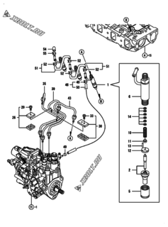  Двигатель Yanmar 3TNV82A-NBK, узел -  Форсунка 