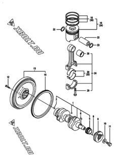  Двигатель Yanmar 3TNV88-NBK, узел -  Коленвал и поршень 