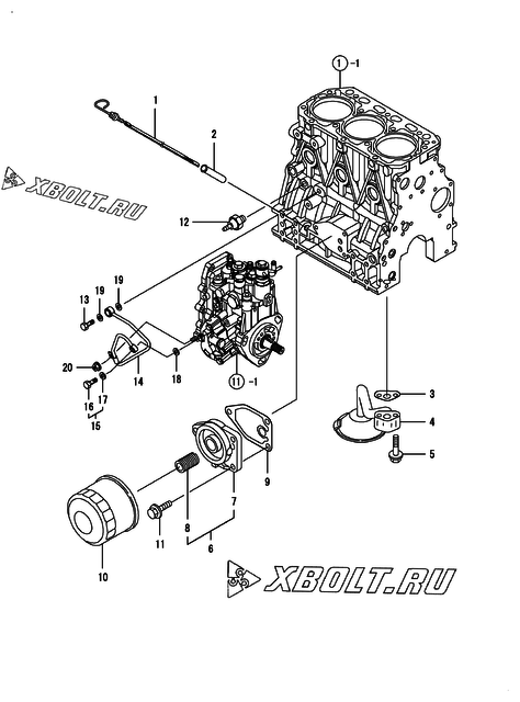  Система смазки двигателя Yanmar 3TNV88-NBK
