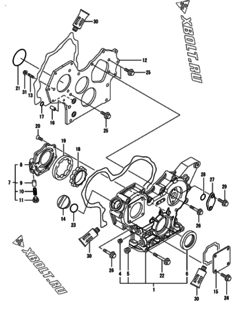  Двигатель Yanmar 4TNV88-NBK, узел -  Корпус редуктора 