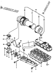  Двигатель Yanmar 4TNV88-NBK, узел -  Впускной коллектор и воздушный фильтр 