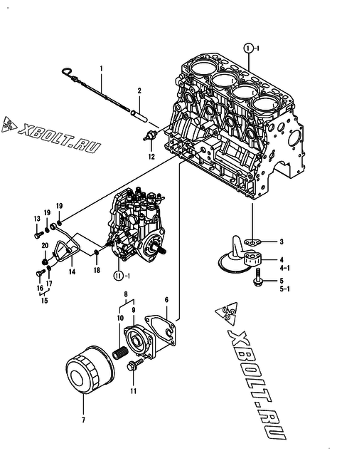 Система смазки двигателя Yanmar 4TNV88-NBK