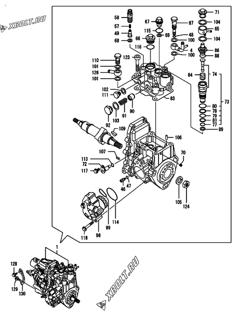  Топливный насос высокого давления (ТНВД) двигателя Yanmar 4TNV88-NBK