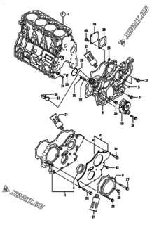  Двигатель Yanmar 4TNV98-SBK, узел -  Корпус редуктора 