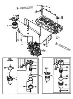  Двигатель Yanmar 4TNV98-SBK, узел -  Топливопровод 