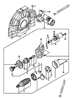  Двигатель Yanmar 4TNV98-SBK, узел -  Стартер 