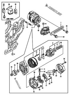  Двигатель Yanmar 4TNV98-SBK, узел -  Генератор 